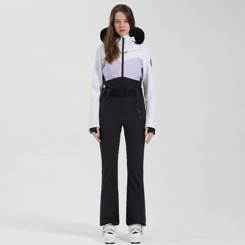 Macacão de Esqui Feminino GSOU SNOW – Peça Única, Acolchoado, Impermeável, Respirável e à Prova de Vento