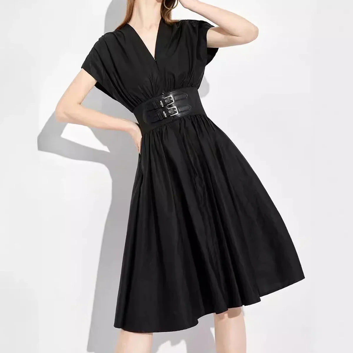 Vestido Longo Sem Mangas de Cintura Alta