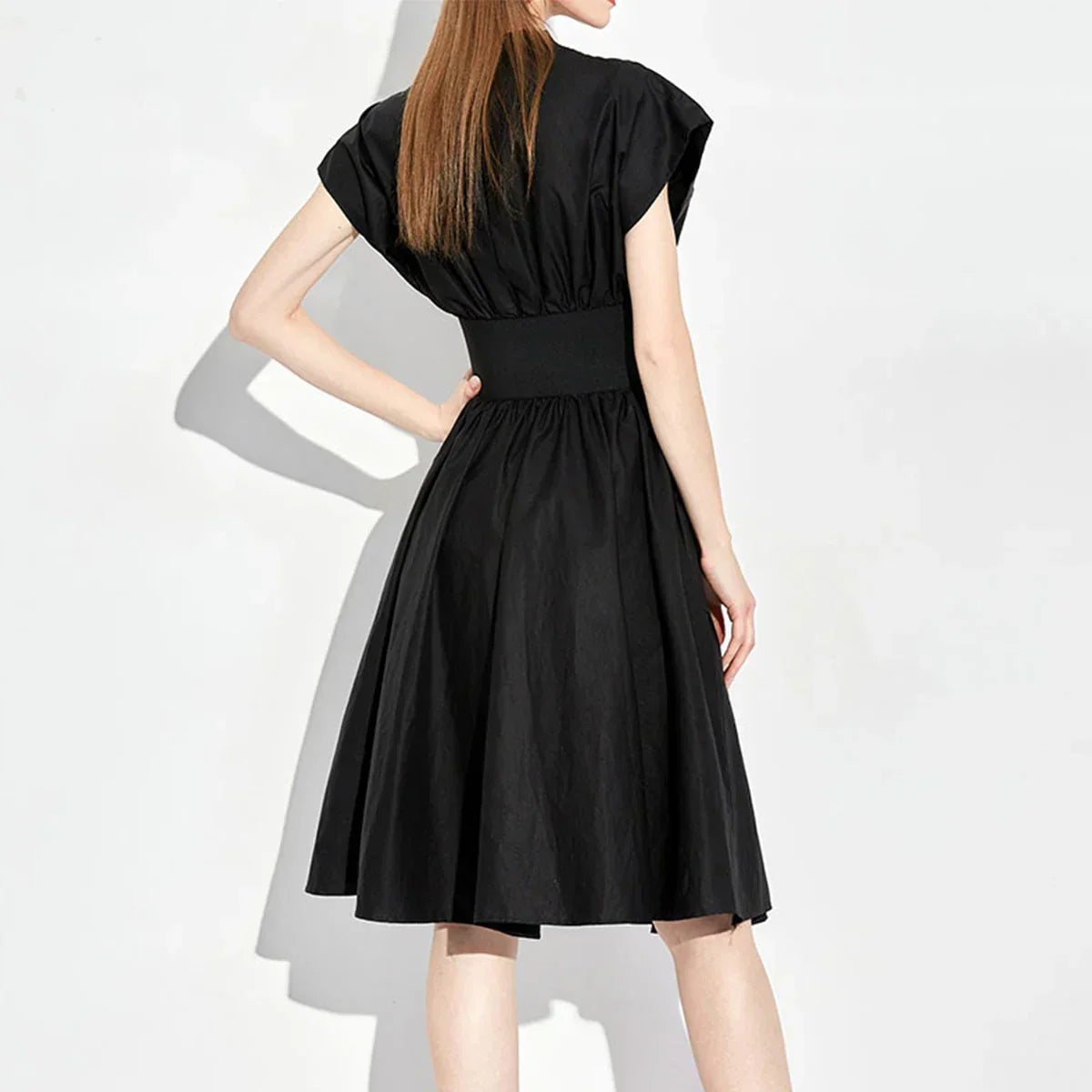 Vestido Longo Sem Mangas de Cintura Alta