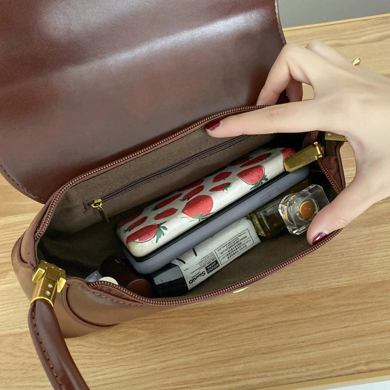 Bolsa de Ombro – Couro Ecológico, Estilo Luxo, Pequena e Elegante, Modelo Underarm/Clutch