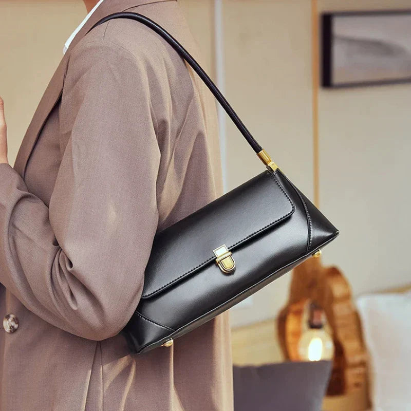 Bolsa de Ombro – Couro Ecológico, Estilo Luxo, Pequena e Elegante, Modelo Underarm/Clutch