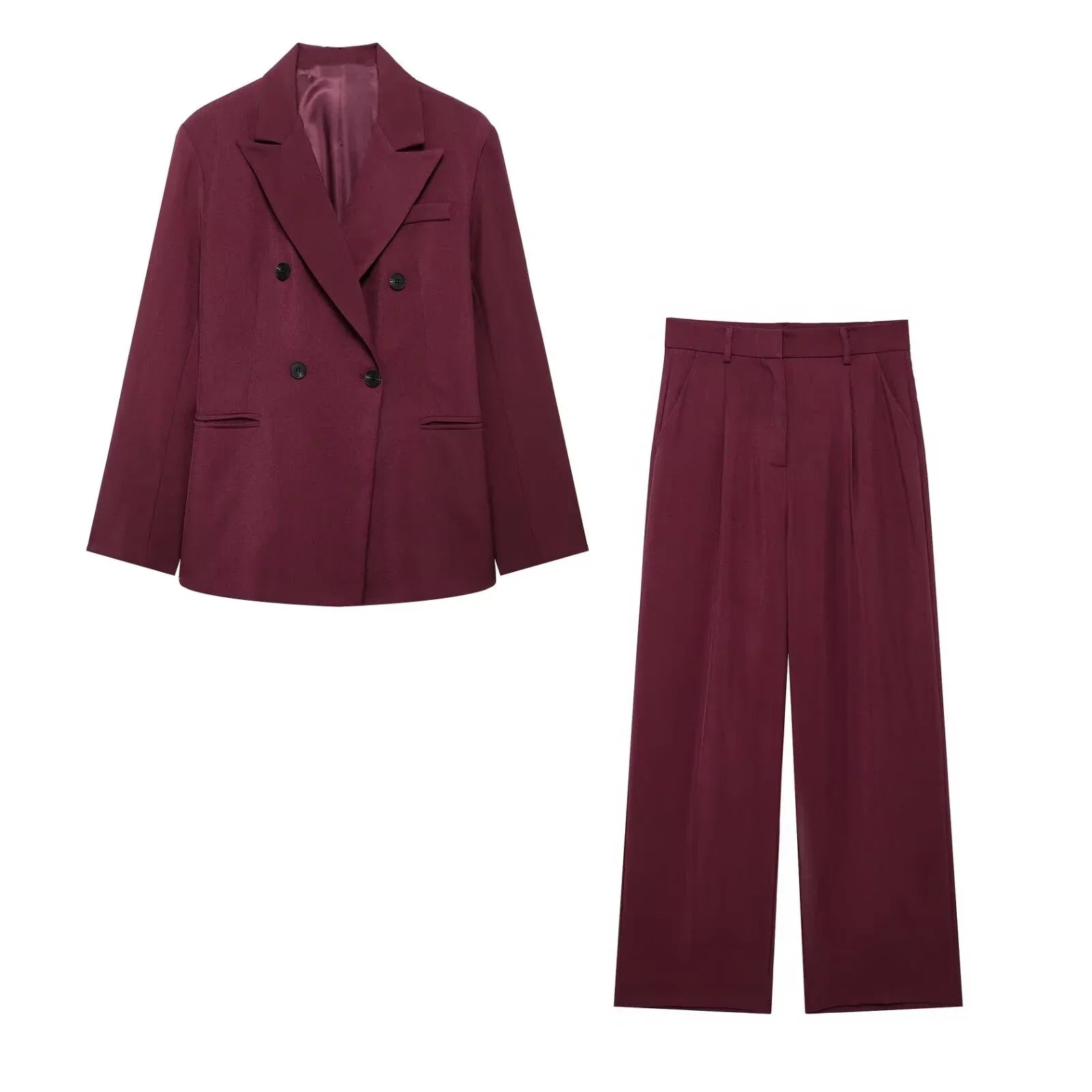 Conjunto – Blazer com Botões Duplos e Calça de Cintura Alta