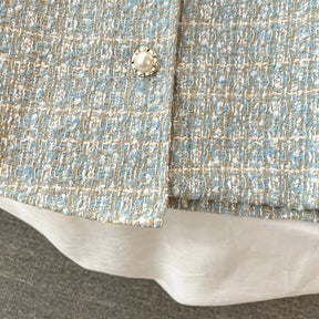 ConjuntoTweed Xadrez – Blazer Manga Longa + Saia A-Line Assimétrica