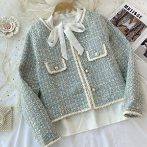 ConjuntoTweed Xadrez – Blazer Manga Longa + Saia A-Line Assimétrica