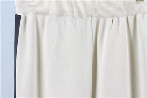 Conjunto Feminino 3 Peças em Tricô – Blusa, Pashmina e Calça Pantalona Cintura Alta