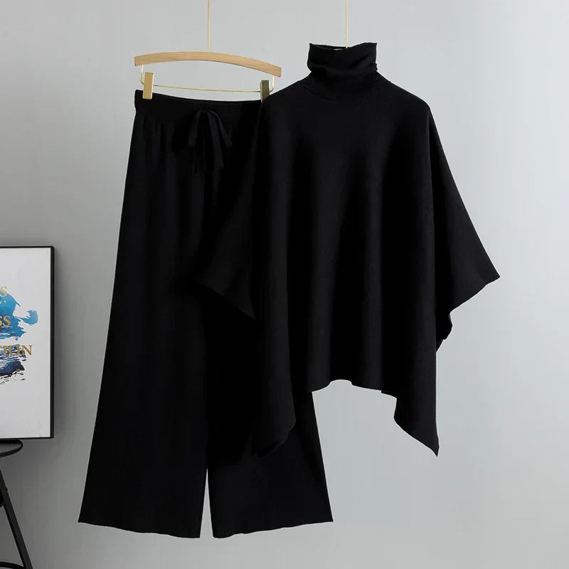 Conjunto Feminino Casual Elegante – Camisa Estilo Hepburn com Cardigan e Calça