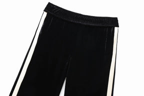 Conjunto em Veludo com Camisa de Manga Longa e Calça – Design Elegante com Detalhes Laterais