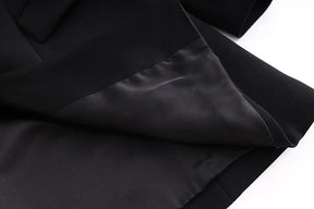 Blazer/Vestido Com bordado em Cristais - Com lapela em cetim