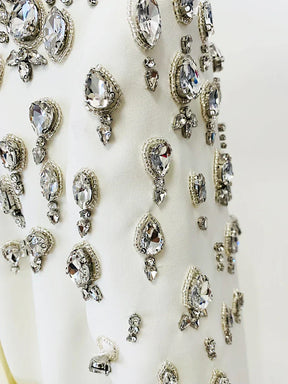 Blazer Longo com Botões Duplos e Aplique de Pedrarias – Bordado à Mão