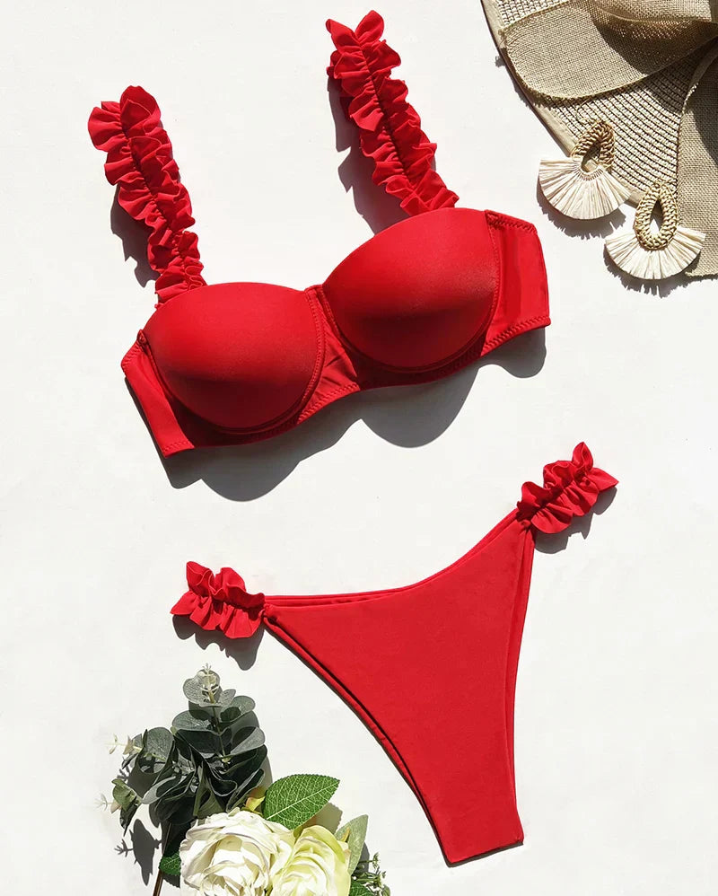 Biquini  Push Up - Detalhes Flores