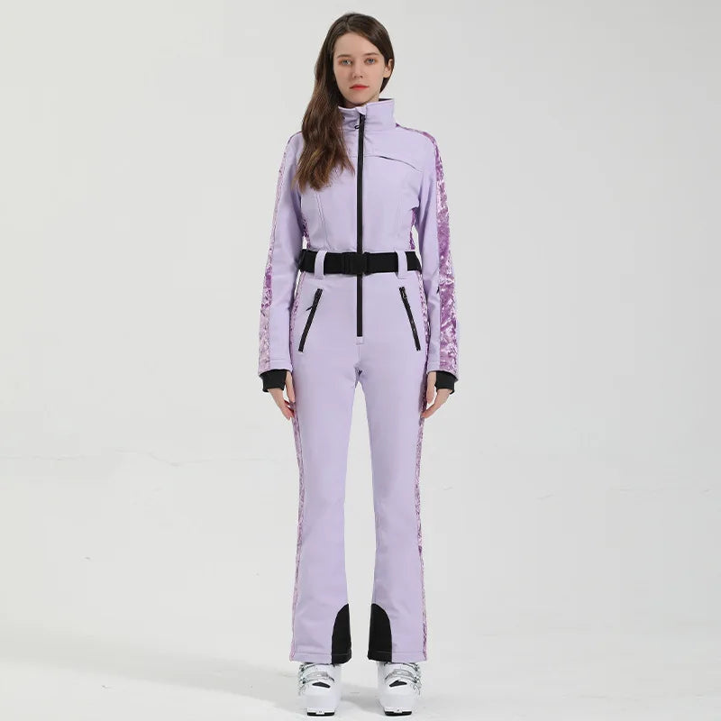 Macacão de Esqui Feminino GSOU SNOW – Peça Única, Acolchoado, Impermeável, Respirável e à Prova de Vento