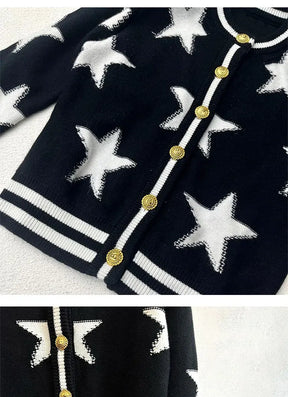 Cardigan Tricot com Botões Dourados – Estilo Sofisticado