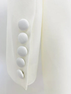 Blazer Longo com Botões Duplos e Aplique de Pedrarias – Bordado à Mão