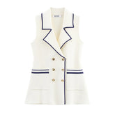 Colete  de Tricô Sem Mangas – Branco com Detalhe, Estilo Casual Chic