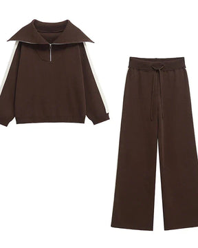 Conjunto Moletom Pulôver e Calça Cintura Alta com Elastano, Estilo Vintage