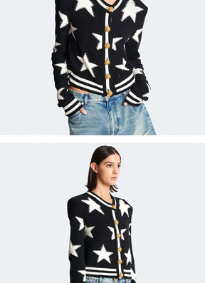 Cardigan Tricot com Botões Dourados – Estilo Sofisticado