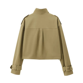 Conjunto Feminino Elegante com Casaco de Bolsos e Calça de Alfaiataria