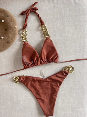 Biquíni Corrente Dourada - Elegância na Praia
