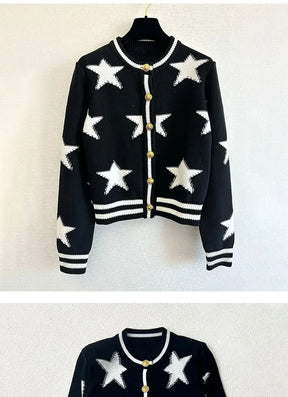 Cardigan Tricot com Botões Dourados – Estilo Sofisticado