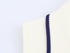 Colete  de Tricô Sem Mangas – Branco com Detalhe, Estilo Casual Chic