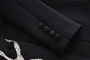 Blazer/Vestido Com bordado em Cristais - Com lapela em cetim