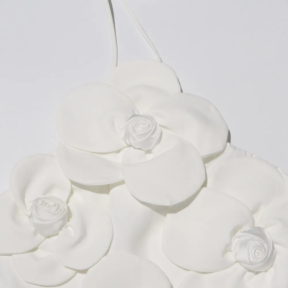 Vestido de Flores 3D – Sem Mangas, Elegância e Sofisticação