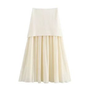 Conjunto Saia Midi Plissada e Colete Regata - Estilo Vintage