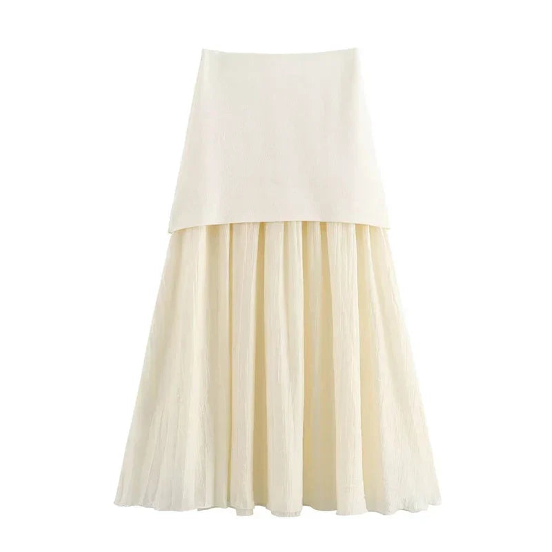 Conjunto Saia Midi Plissada e Colete Regata - Estilo Vintage
