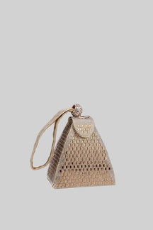 Bolsa Triangular Pedras Efeito Metálico